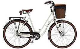 Vit damcykel med cykelkorg
